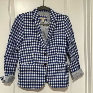 Gingham blue and white J Crew blazer